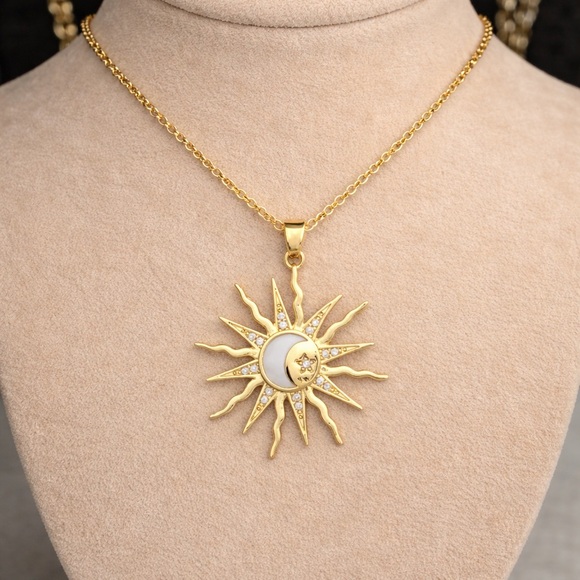 Jewelry - Gold Sun and Moon Pendant Necklace